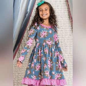 Matilda Jane Clothing | Blue & Pink Floral Fairy Tales Dress - Girls size 12